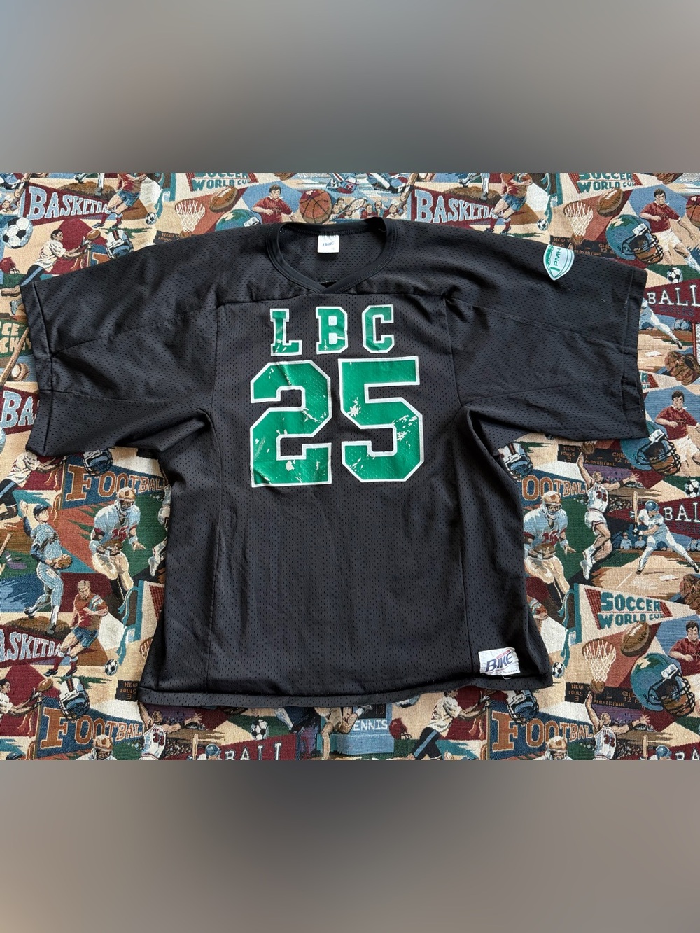 Vintage 90s Men’s LBC Football Jersey Black & Green #25